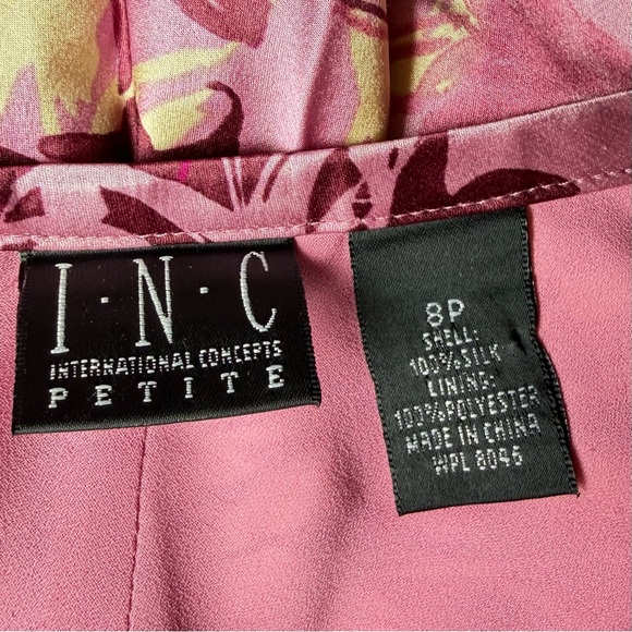 VTG 90s INC Silk Floral Midi Skirt 8P Fairycore Cottagecore Pink Coquette Mesh - Picture 5 of 7